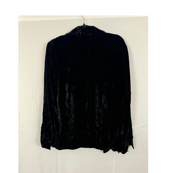 Pursuits Ltd. Black Velvet Button-Up Shirt, Women’s Size 16, Silk Blend, Retro - Picture 5 of 6